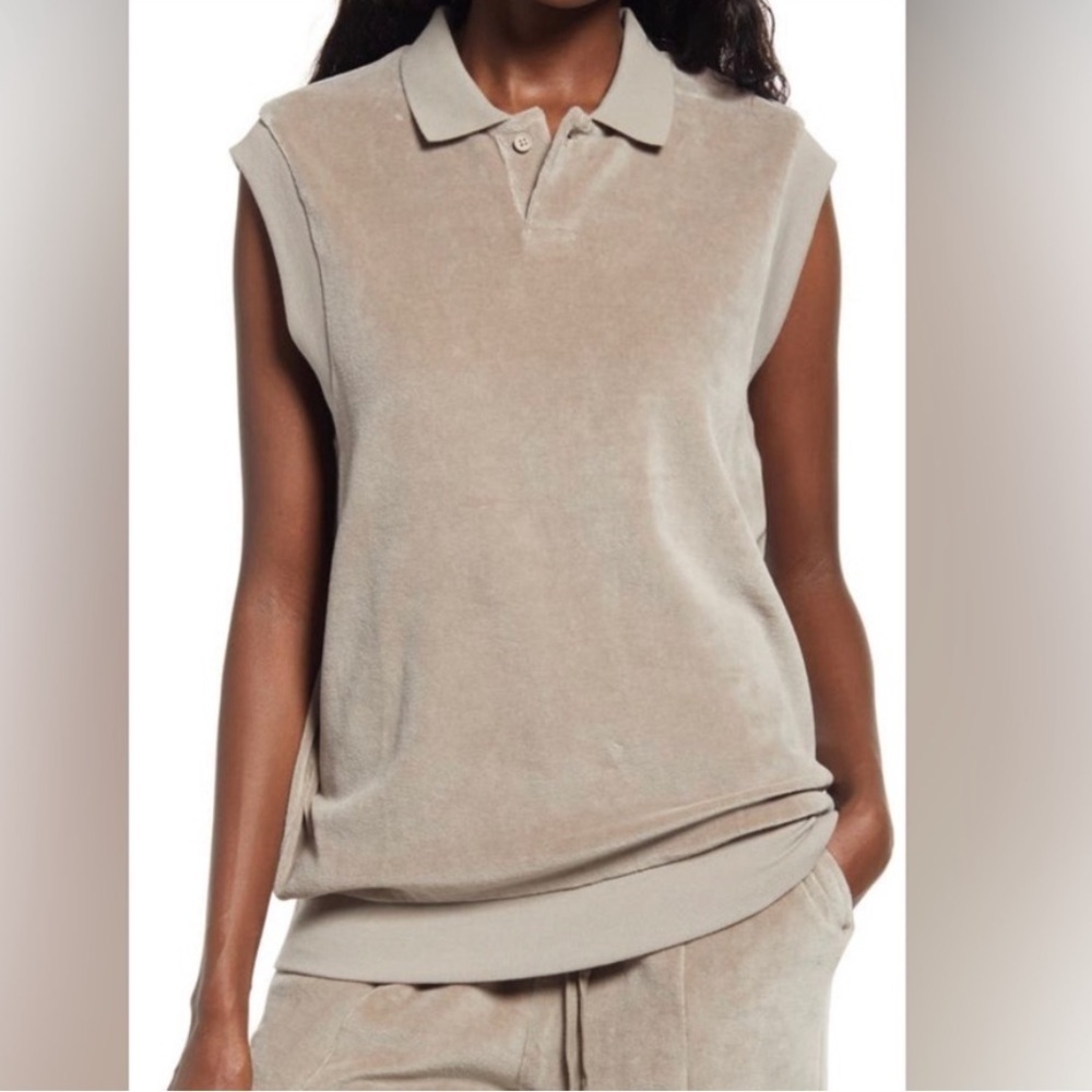 Fear of God Essentials Sleeveless Velour Polo Size Medium